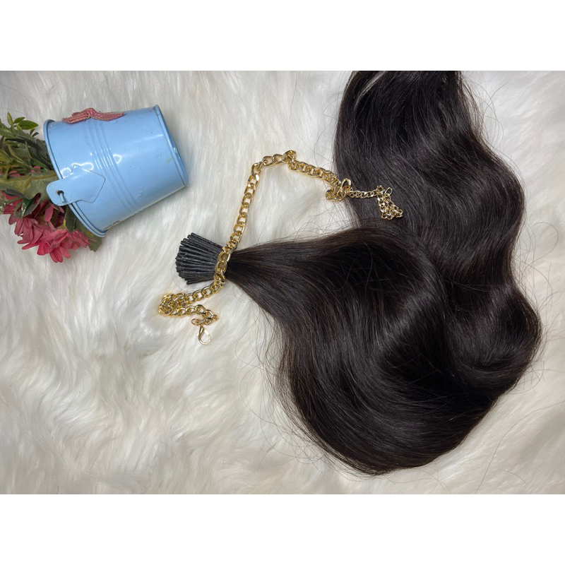 Rambut sambung asli 60cm coklat tua