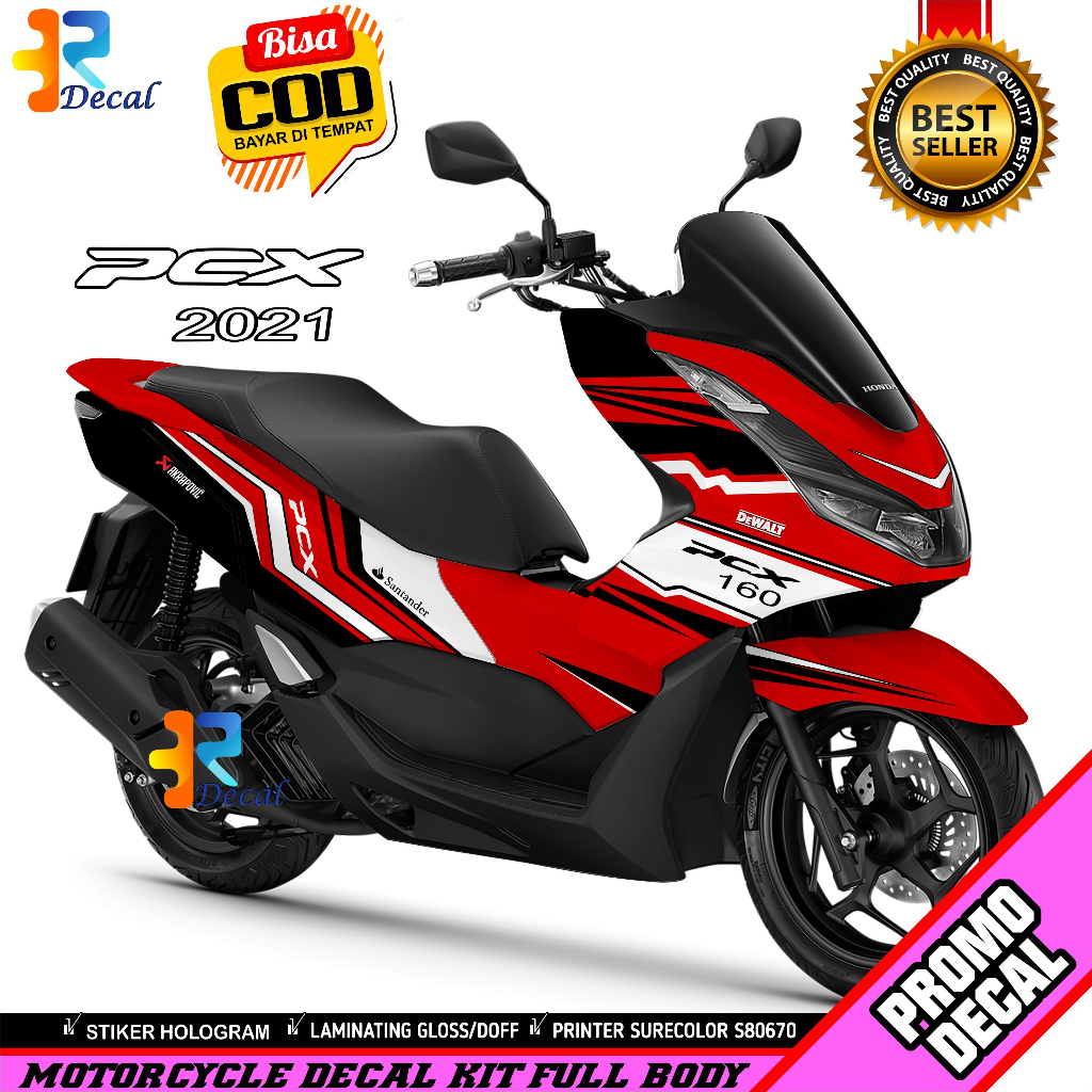 Decal Motor PCX 2021 Desain Simpel Garis Sticker Decal PCX 160 Full Body