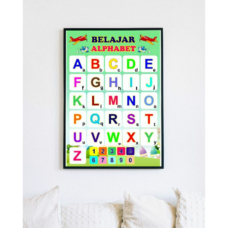

POSTER EDUKASI ANAK HURUF ALPHABET HURUF BESAR DAN HURUF KECIL, DAN ANGKA UNTUK TK, PAUD, BIMBA DAN SD