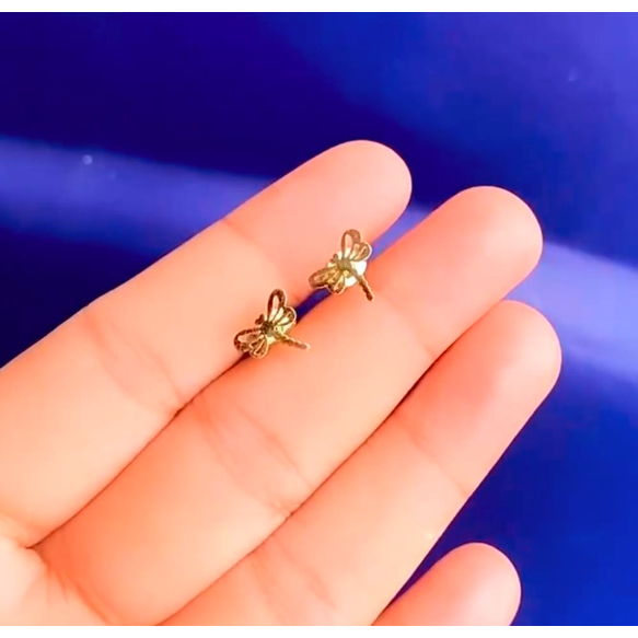 3036 - Anting tusuk capung gold titanium anti luntur
