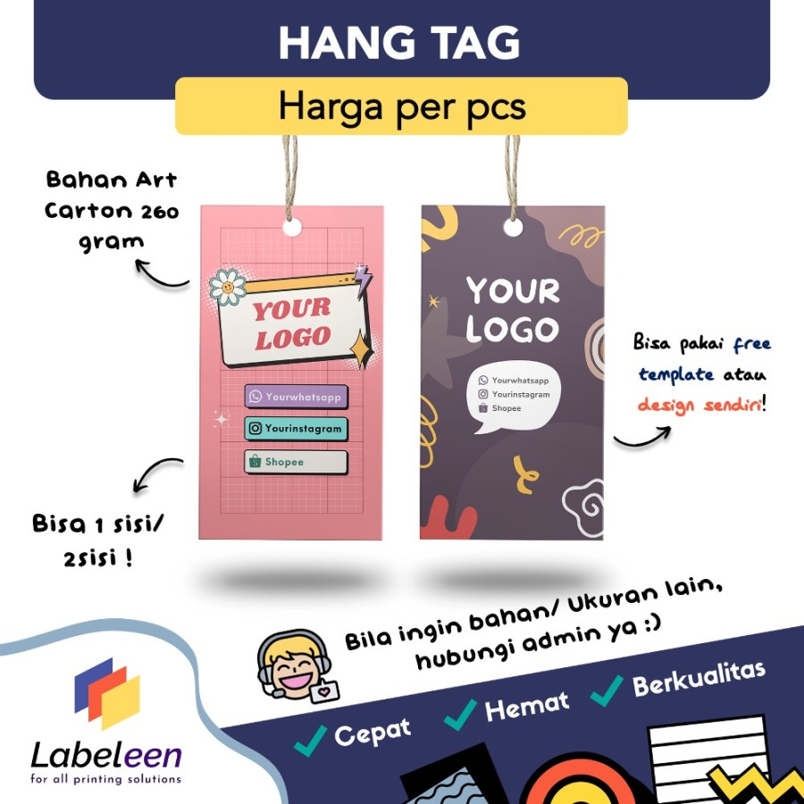 

Cetak hang tag murah custom | Cetak hangtag baju | Label merk