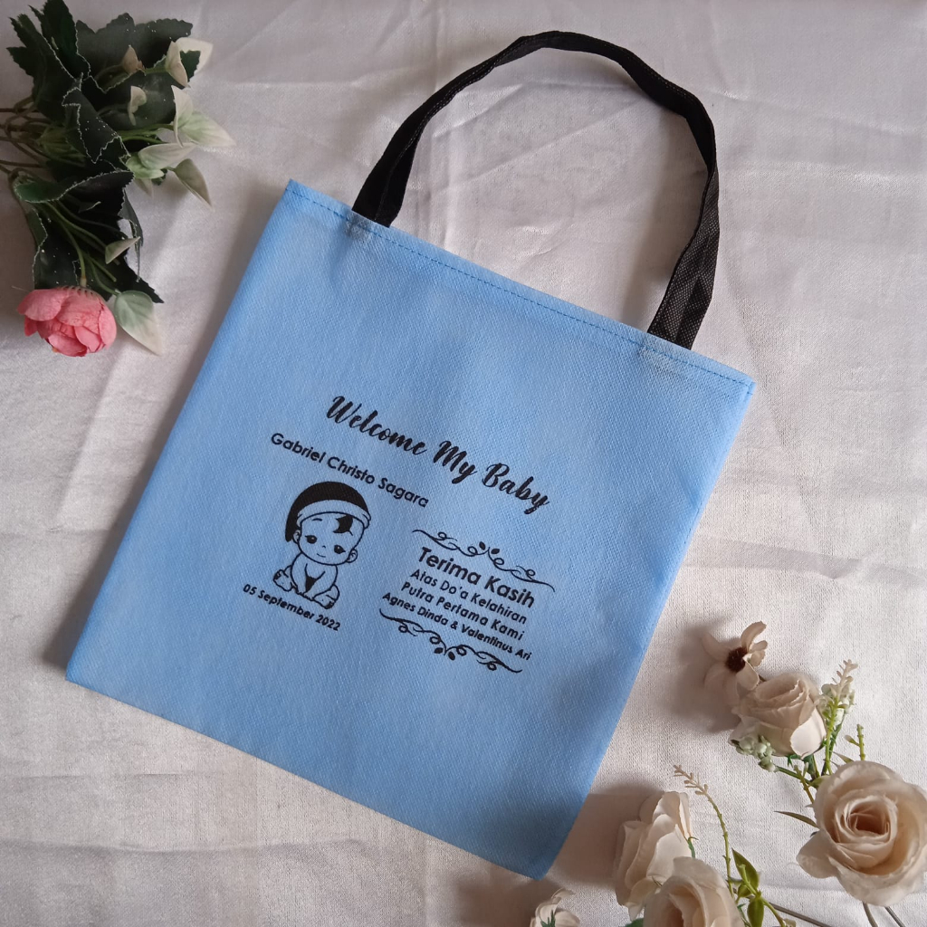 

INDI ADV | GoodyBag Tasyakur Kelahiran Gratis Sablon ukuran 25x26 cm TEBAL