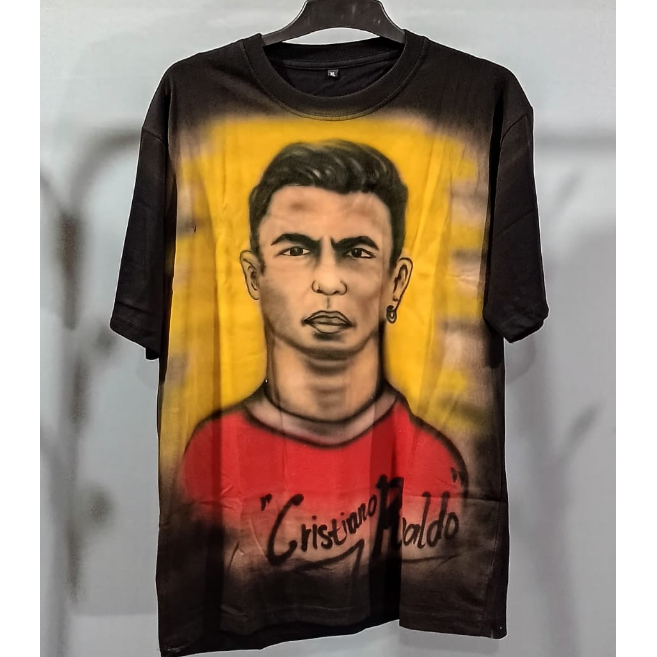 Kaos Distro Cristiano Ronaldo Airbrush/ Kaos Airbrush/ Baju Airbrush/ Kaos Pria Distro Airbrush Cris