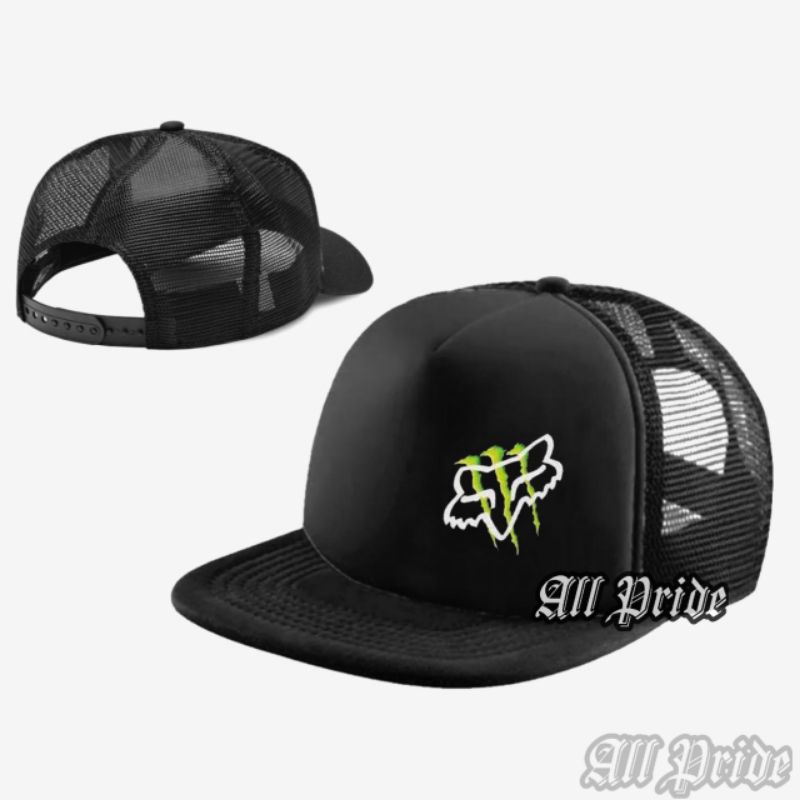 Topi Snapback Trucker Premium/Topi Snapback Jaring Racing/Topi Distro Pria Wanita/FOX RACING X MONST