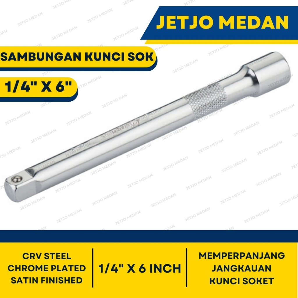 Jetjo - Sambungan Kunci Sok 1/4" x 6" inch (15 cm) gagang soket kunci shock Lakoni Pro