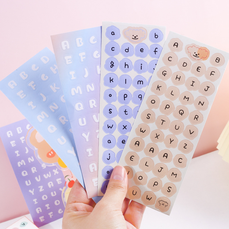 

Dekoratif kecil gambar alphabet kartu stiker kartun bahasa Inggris kartu kecil tangan akun stiker komputer ins style kreatif stiker
