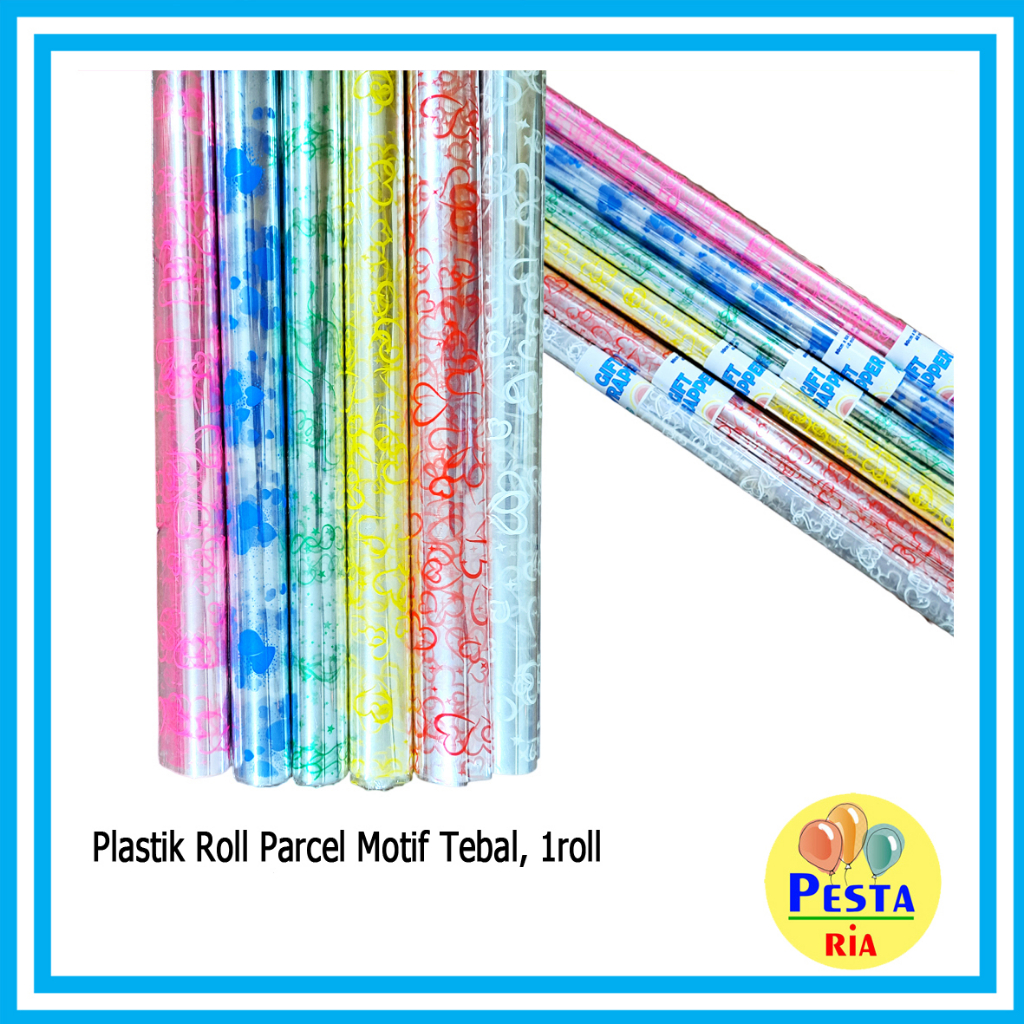 

Murah!!! (1Roll Isi 10pcs) Plastik Roll Parcel Motif Tebal, plastik opp parcel, plastik bungkus souvenir, bungkus lamaran, plastik lamaran