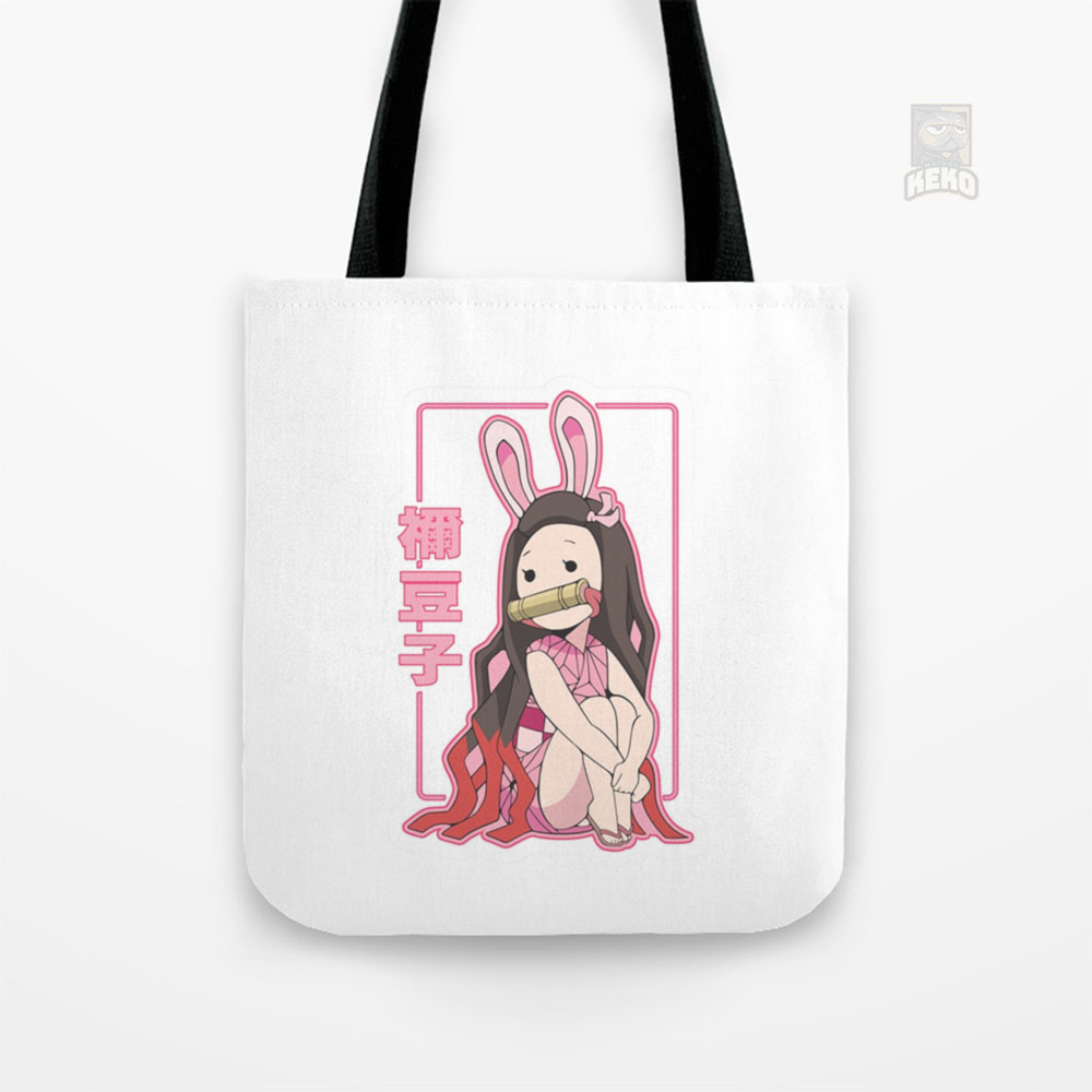 Anime Nezuko Pink Cute Tote Bag Kanvas