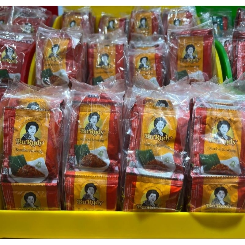 

Sambal Bu Rudy Sachet Bawang, Bajak, Sambal Ijo 1 renteng isi 10pcs