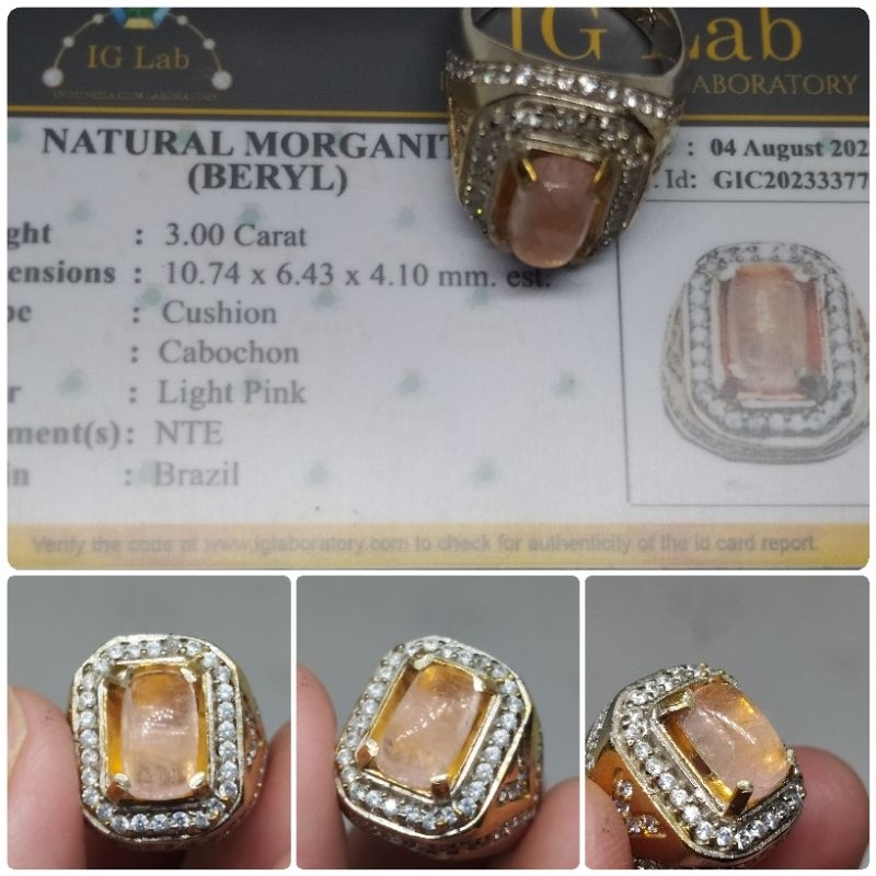 Natural Morganite Beryl Cabochon 3 ct memo GLI Zamrud Pink