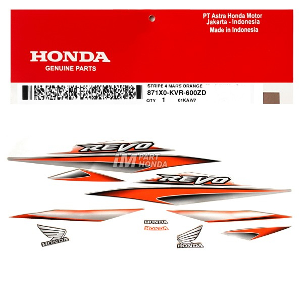 SALE 871X0-KVR-600ZD Stiker Revo 100 2007 Silver Mars Orange 1 Set Kanan Kiri ORIGINAL