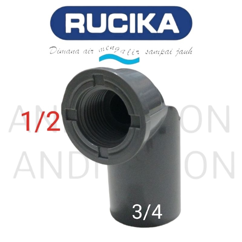 ELBOW DRAT 3/4 X 1/2 INCI RUCIKA FAUCET ELBOW AW 3/4 X 1/2 INCI RUCIKA L DRAT PVC  ½ X ¾ DRAT DALAM 
