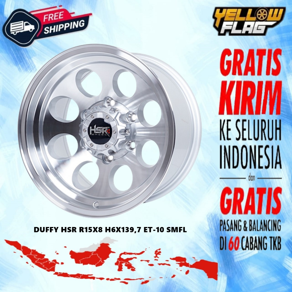 velg mobil Offroad R15x8 HSR DUFFY velg Ring 15 racing Prado Blazer Land Cruiser dll