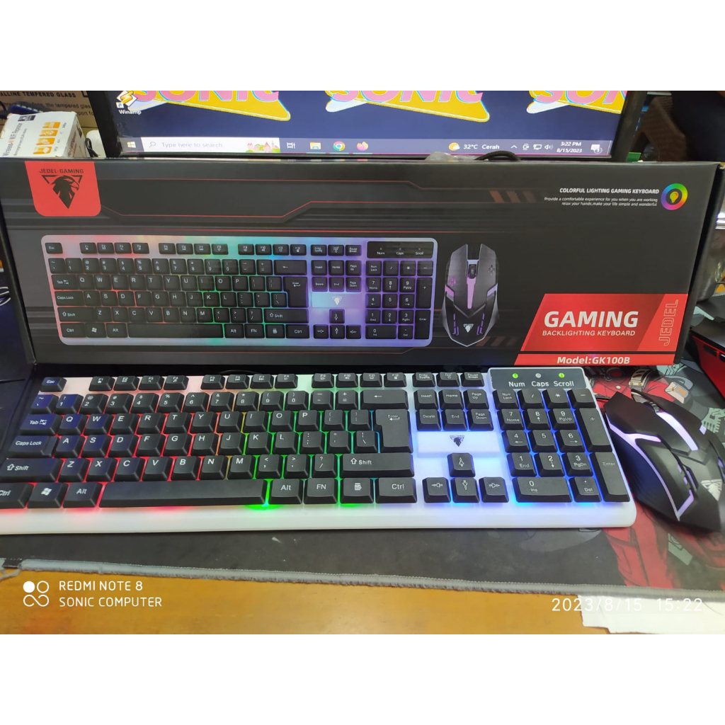 JEDEL KEYBOARD GAMING + MOUSE GAMING GK100B GK-100B GK100