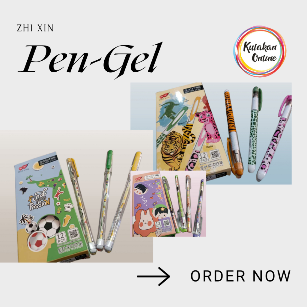 

Pulpen Gel Zhi Xin Motif Random 0.5mm, 0.38mm