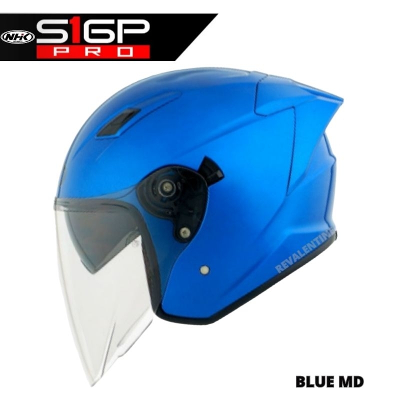 NHK S1 GP PRO BLUE MD SOLID | DOUBLE VISOR | HELM HALF FACE Biru polos SNI ORIGINAL