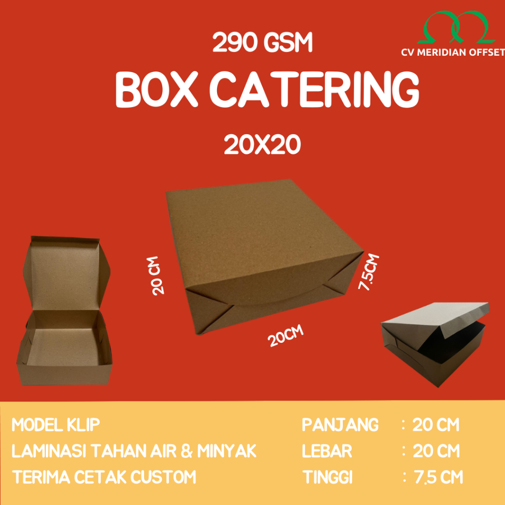 

Dus Box Catering Nasi 20x20 Laminasi/Box Kue/Box Snack/Katering box/Kotak box makanan/Kotak nasi/Box nasi