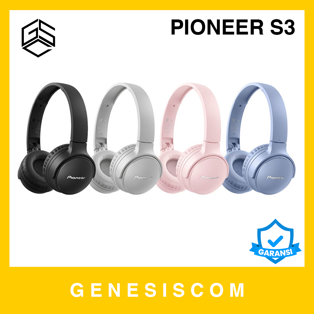 Headphone Bluetooth PIONEER S3 Wireless Headset Stereo BT5 Over Ear ORI GARANSI