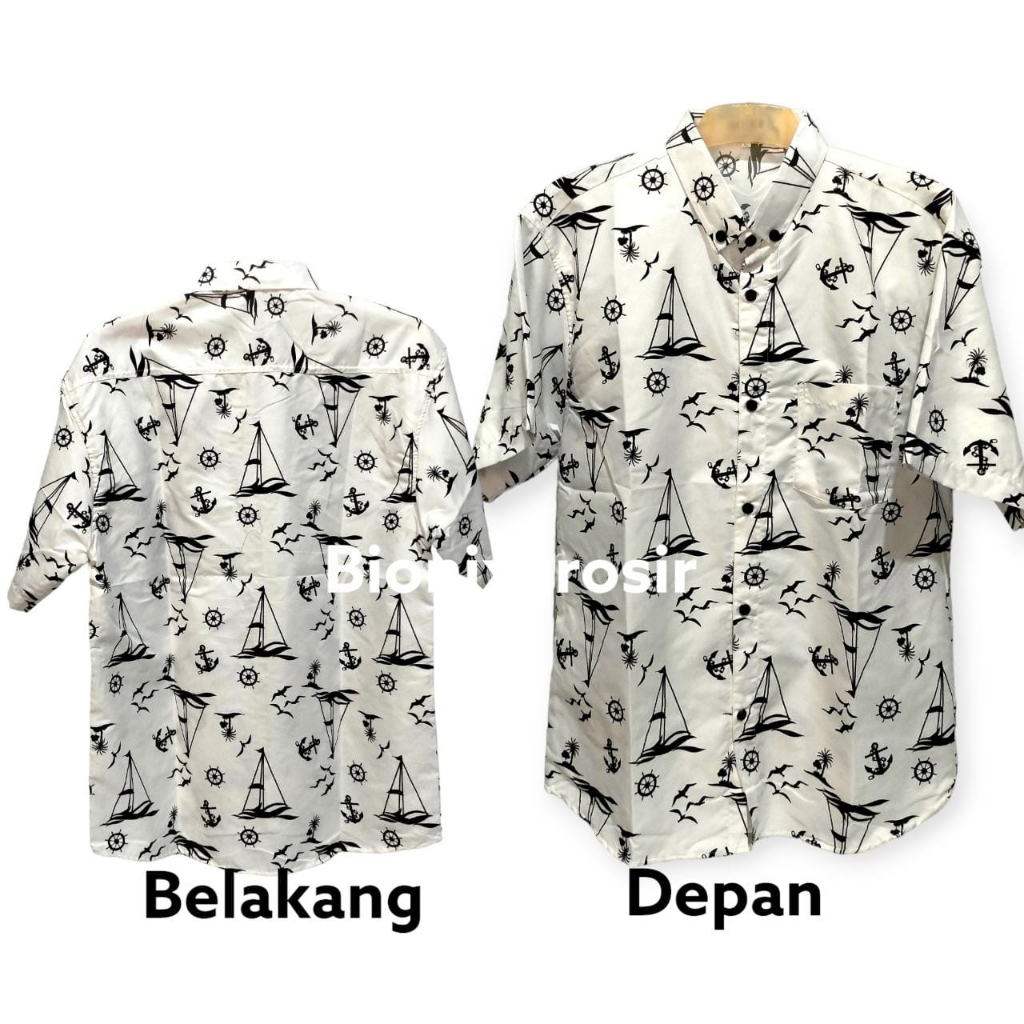 Kemeja Pria Dewasa Motif Printing Lengan Pendek Termurah