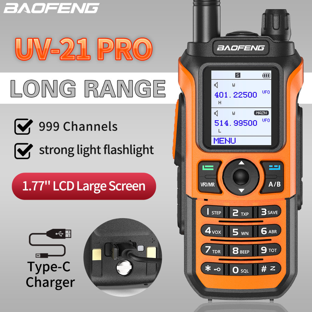 HT BF UV-21 Pro Walkie Talkie Dual Band FM Radio UHF VHF 10W 8800 maH