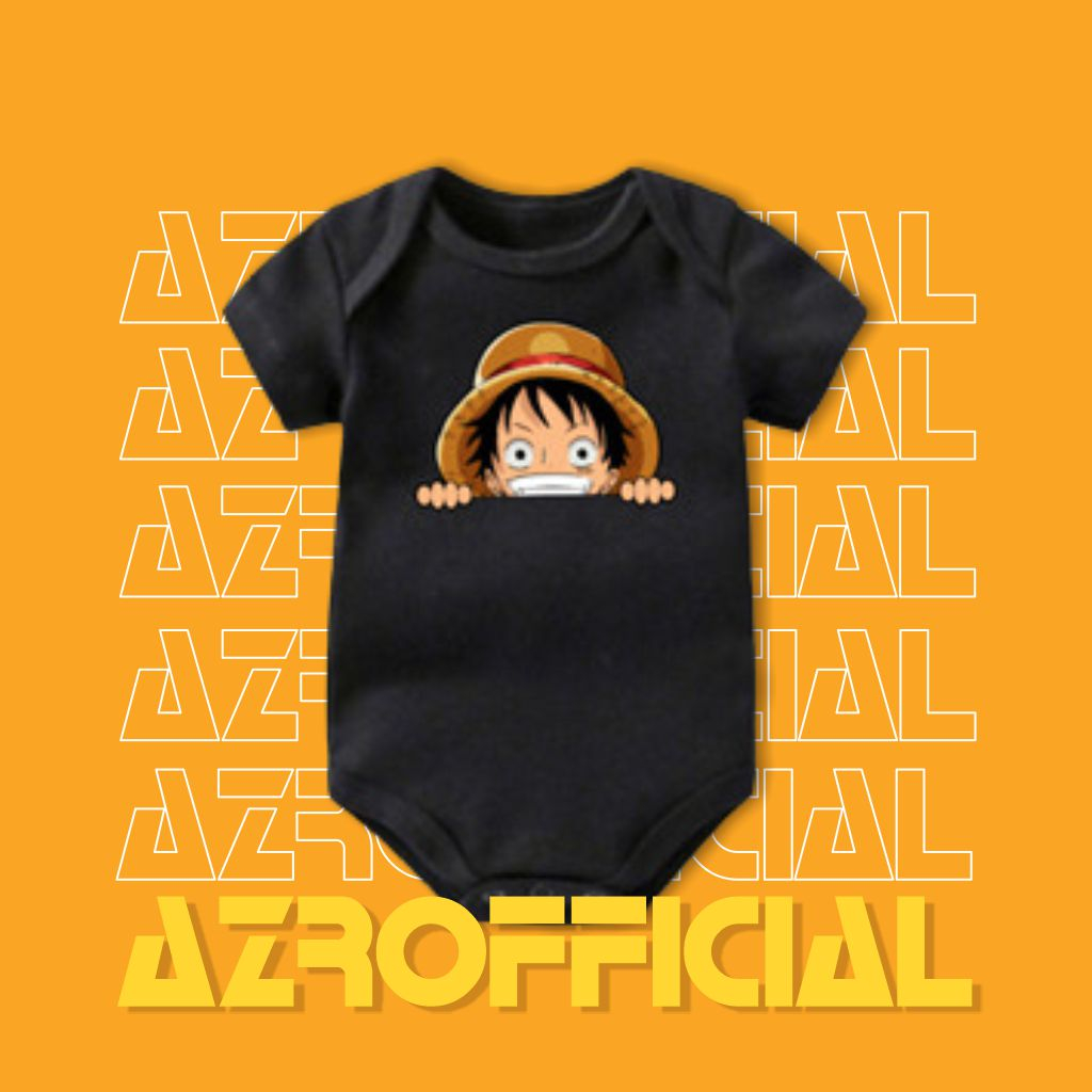 BAJU BAYI JUMPER BABY ONE PIECE LUFFY | BAJU BAYI ANIME LUFFY CHIBI bodysuit jumpsuit jumper pendek 
