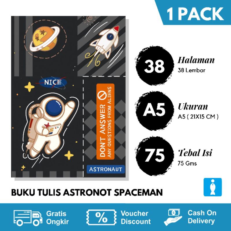 

BUKU TULIS SEKOLAH 38 LEMBAR / BUKU TULIS ASTRONOT SPACEMAN ISI 5 BUKU TULIS