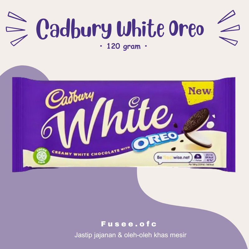 

Cadbury Oreo White Chocolates / coklat putih cadbury / coklat oreo / jastip mesir.
