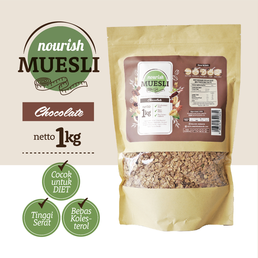 

Nourish Muesli Chocolate (Bebas Kolesterol, Tinggi Serat) 1kg-Jakbar