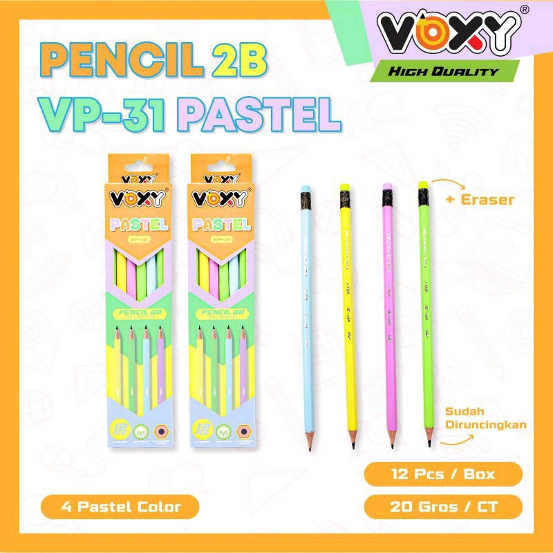 

VP 32-VOXY PASTEL |PENCIL 2B |PENSIL+PENGHAPUS |PENSIL SEKOLAH
