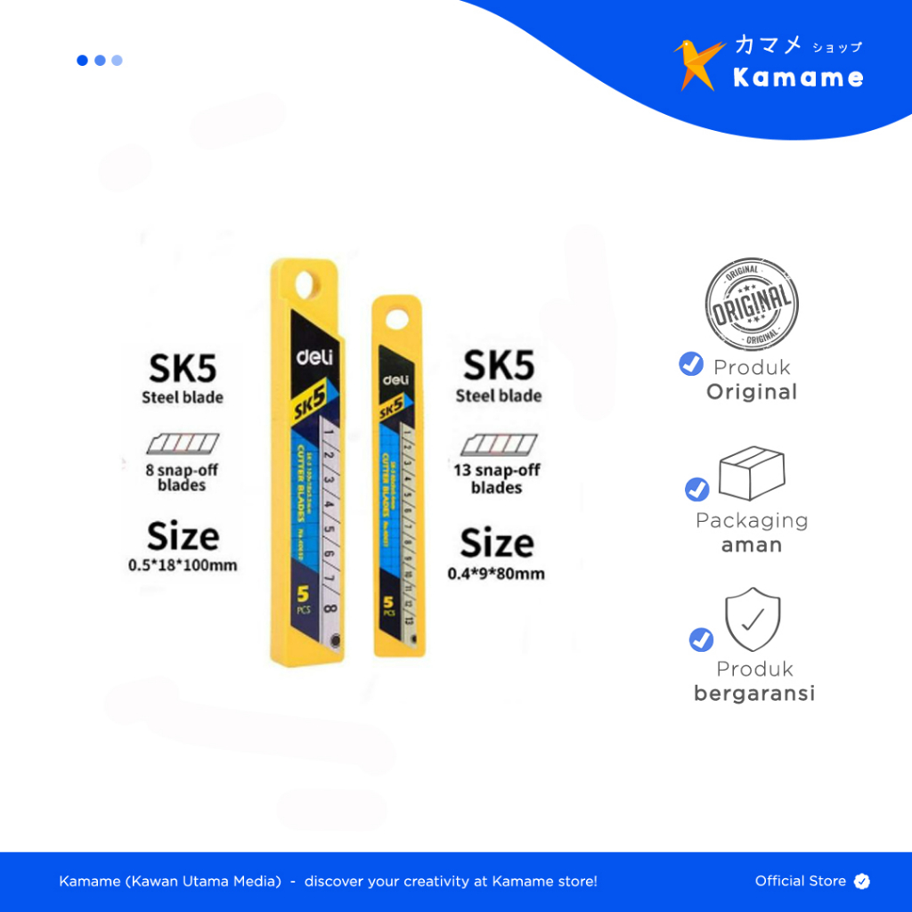 

Deli Cutter Blade - Isi Refil Cutter Besar-Kecil 40650/40651 - Kamame
