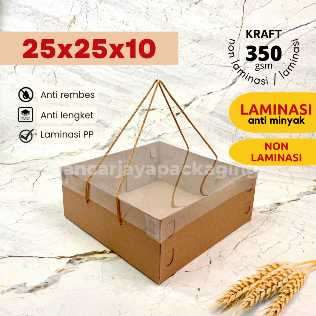 

Kraft Mika Tali Kotak Kue Tart Cake Roti Box Kemasan Hampers 25x25x10 cm