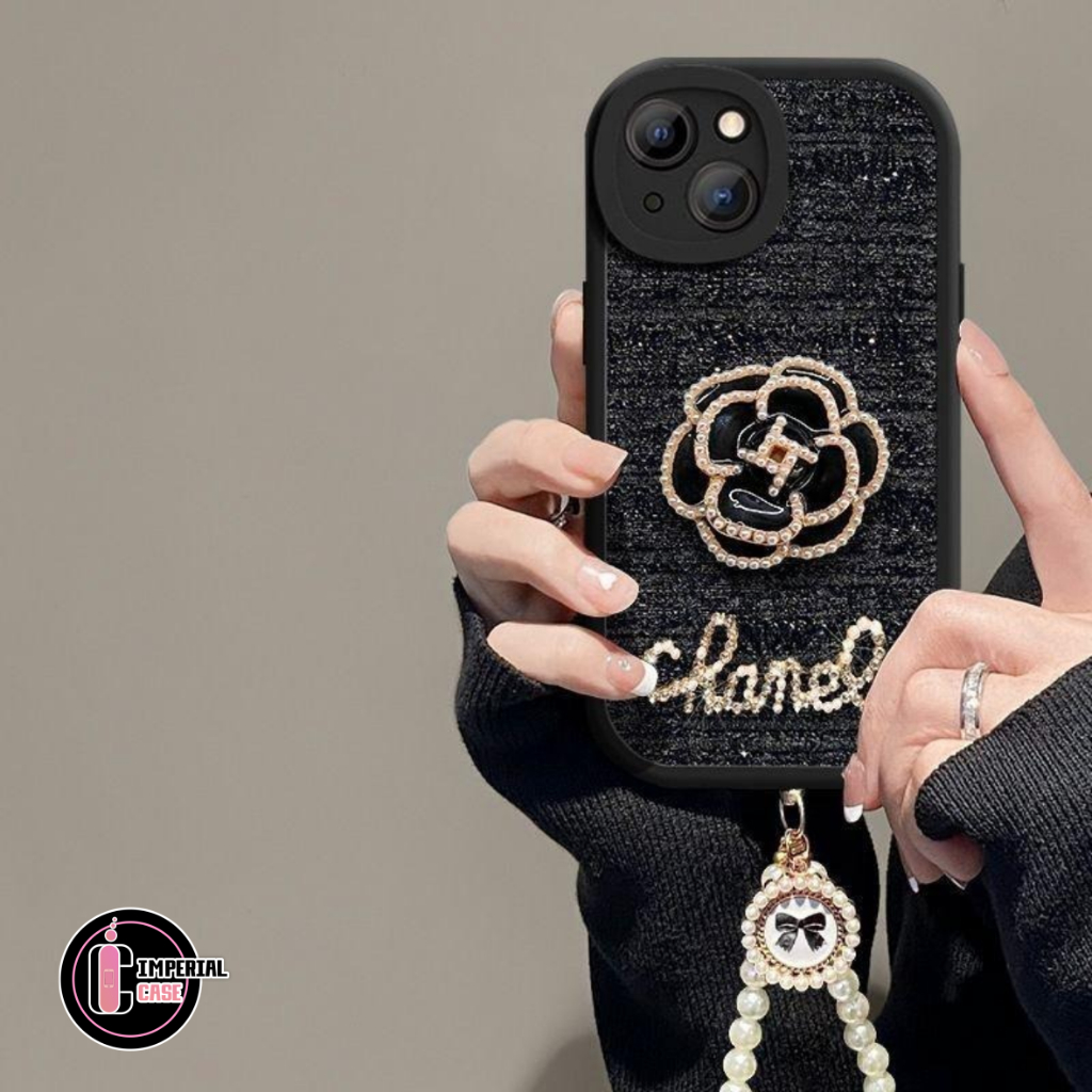 GC64 SOFTCASE SILIKON WOOVEN TWEED RAJUT LANYARD MUTIARA FLOWER FOR SAMSUNG A03 A03S A02S CORE A04 A