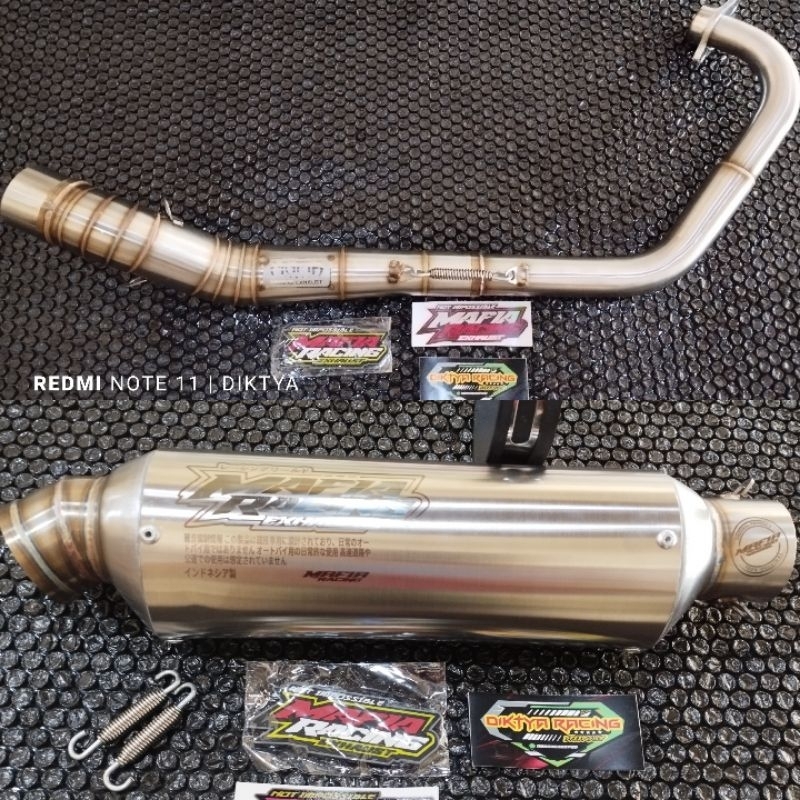 Knalpot Fu Karbu Fullset Mafia Original Tipe Oval Jenong Panjang 25 Cm Fostep Standar. ( Bonus Gantu