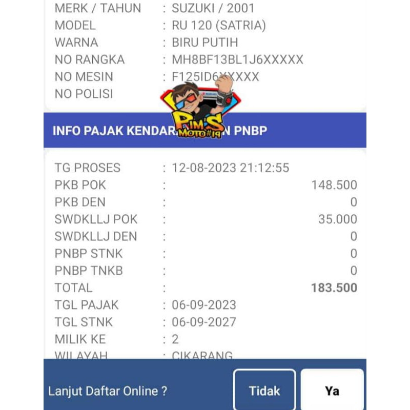 dokumen set satria 2 tak