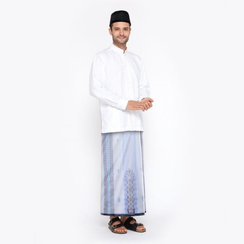 SARUNG BHS EXCELLENT SILVER MOTIF E57 JGB WARNA PUTIH BIRU ORIGINAL