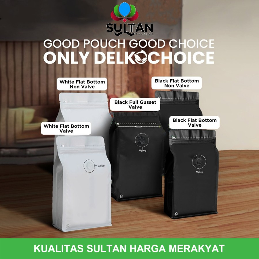 KEMASAN KOPI STANDING POUCH FLAT BOTTOM NON VALVE - VALVE