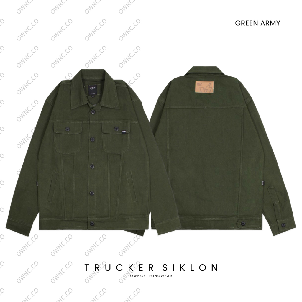 WOLV - Jaket Kanvas Green Army Denim Original Wolv Pria Wanita Terbaru 2023