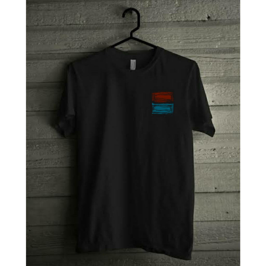 kaos desain lukisan abstrak red on blue art 0948 kaos pria wanita unisex kaos seni abstrak