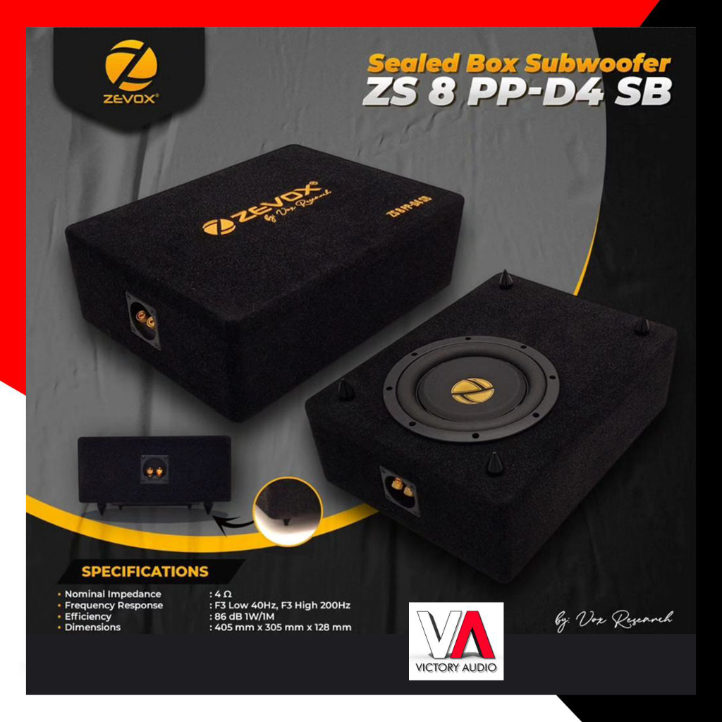 Subwoofer Pasif Built in Sealed Box VOX RESEARCH ZEVOX ZS 8 PP-D4 SB 8 Inch Double Voice Coil 4Ohm O