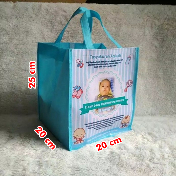 

Tas Kantong Aqiqah Anak / Goodiebag Aqiqah / Tas Berkat / Tas nasi Box Alas 20x20