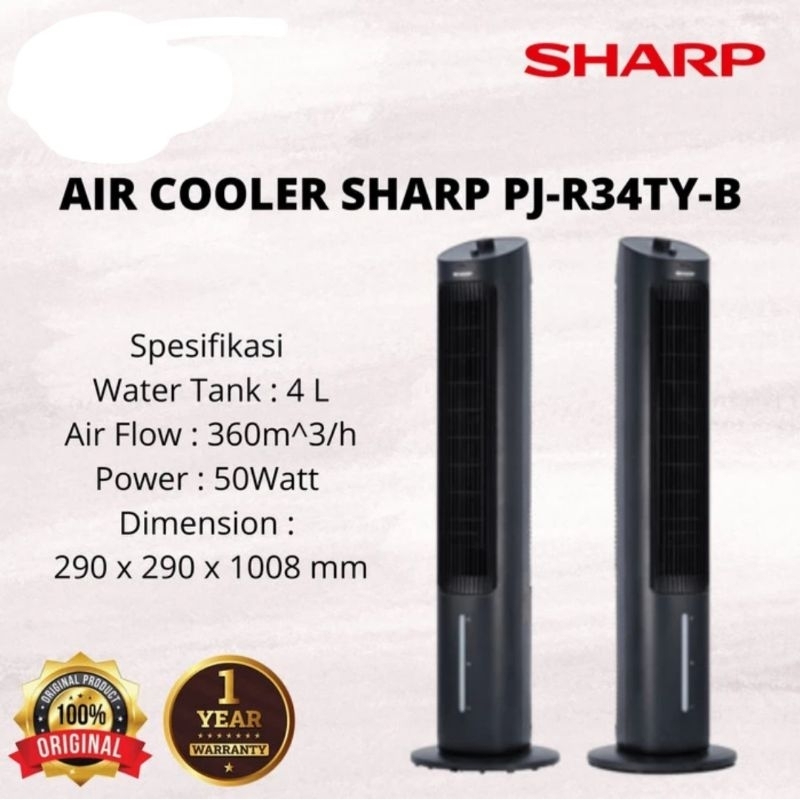 Sharp Air Cooler Slim 50 Watt PJR 34 TYB /PJR34TYB Full Black