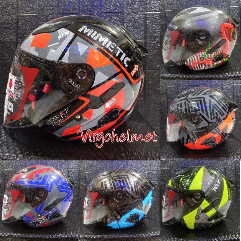 HELM KYT GALAXY FLAT R #4 BLACK/RED FLUO/MOTIF SERIES