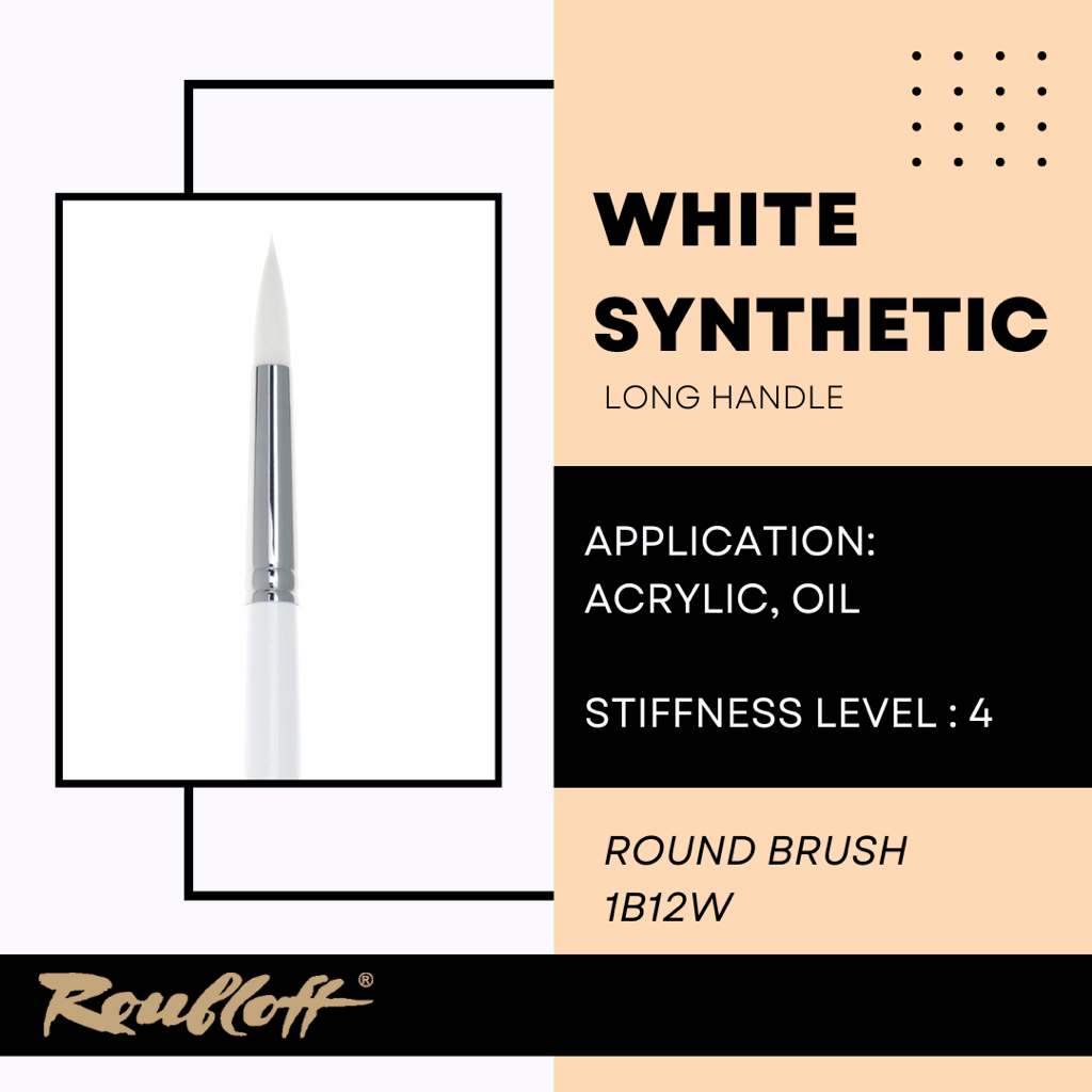 

Kuas Lukis Roubloff Brush White Synthetic Round Brush for Oil Acrylic painting 1B12W