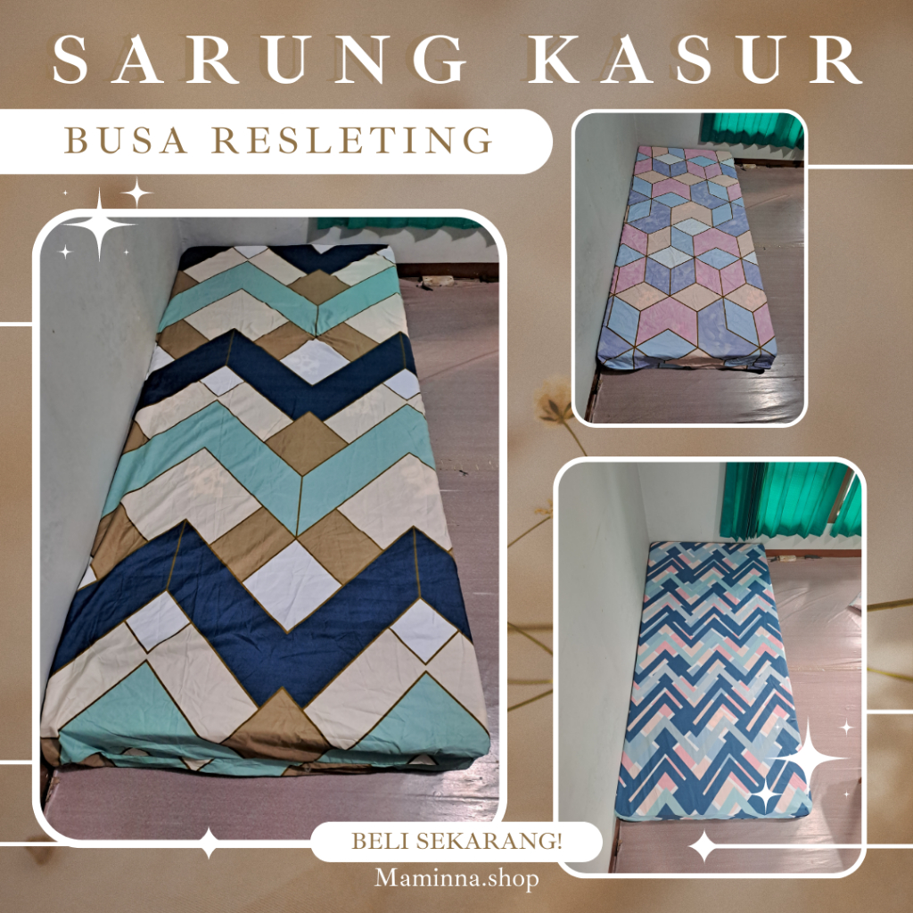 Sarung Kasur Busa Resleting no 1, 2, 3, 4, 5, 6, 7/ Sarung Kasur Busa Resleting Tebal 15 cm/ Cover K