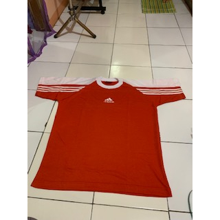 Atasan jersey futsal merah stripe putih logo adidas SALE Cuci Gudang
