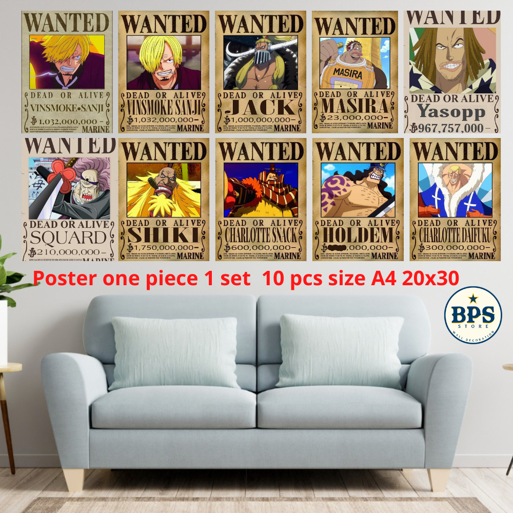 POSTER 1 SET ONE PIECE BOUNTY -  POSTER ANIME ONE PIECE BOUNTY  - HIASAN DINDING - PAJANGAN DINDING