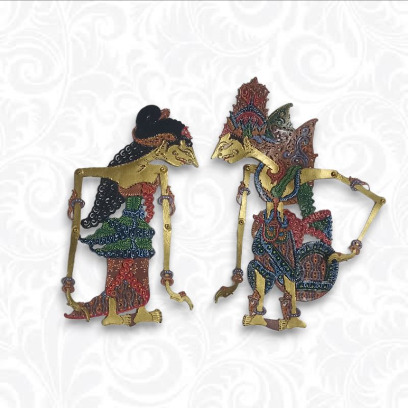 Souvenir Miniatur Wayang Kulit Mini Rama Shinta/ Sinta Asli Jogja untuk Hiasan Aksesoris Mahar ±17cm