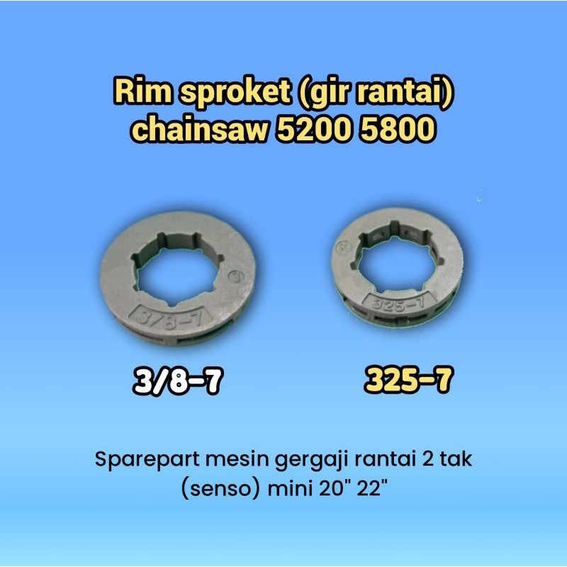 Rim cincin sproket chain saw mini kecil 5800 / 5200 - gir pasangan sproket mesin gergaji rantai 20-2