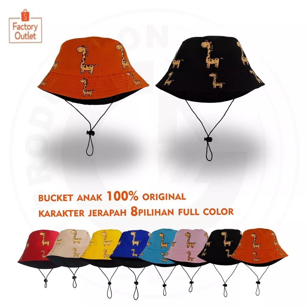 Bucket Anak Motif Jerapah / Topi Bucket Anak Laki laki Perempuan 1 - 8 Tahun / Topi Anak Lucu