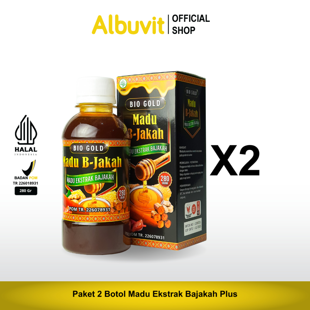 [PAKET 2 BOTOL] Madu Bajakah B-Jakah Bio Gold Plus Plus Bawang Dayak Temu Putih Propolis Buah Merah 